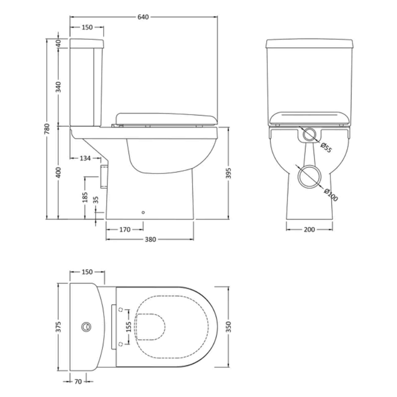 Vellamo Connect Rimless Close Coupled Toilet & Soft Close Seat