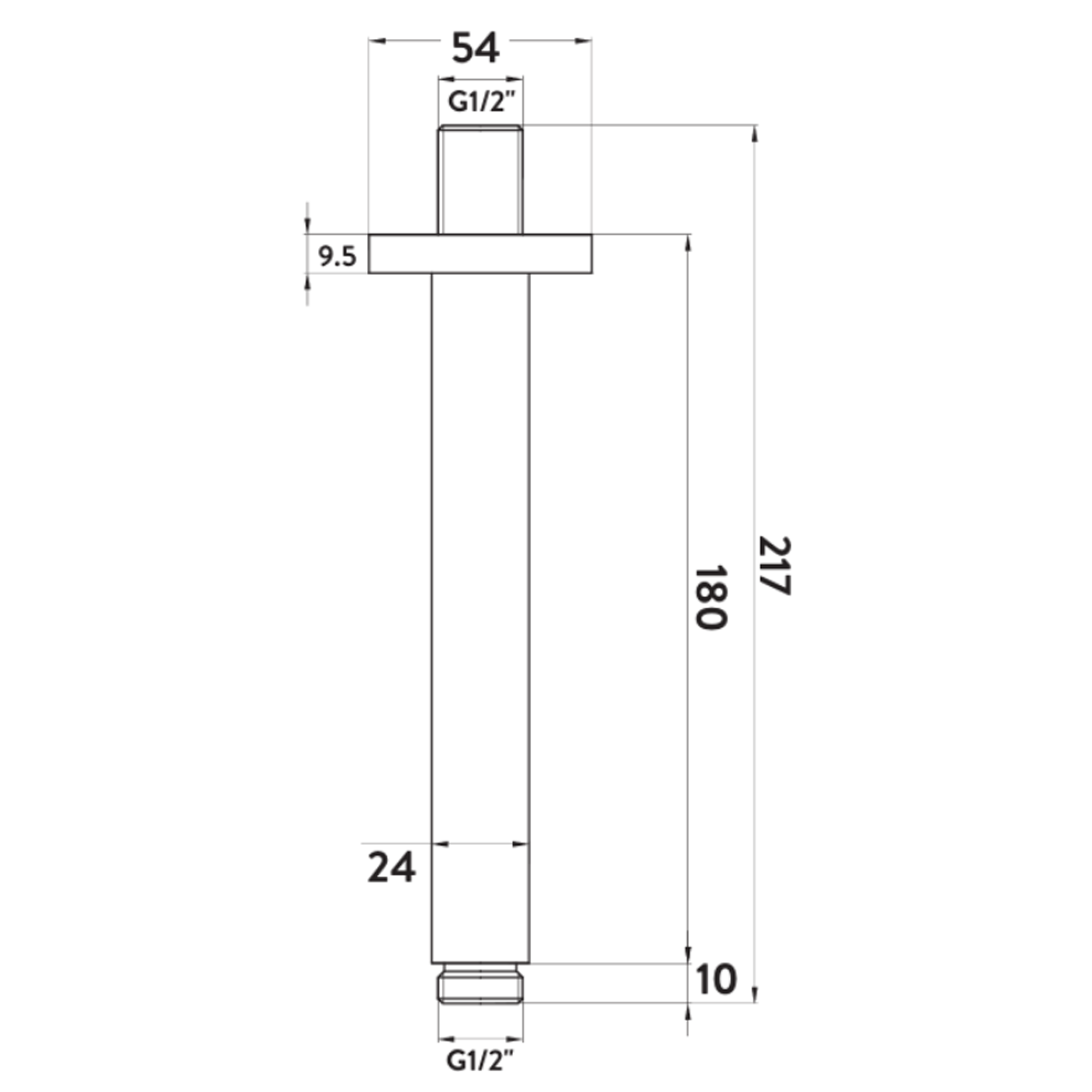 Core Round Ceiling Mounted Shower Arm
