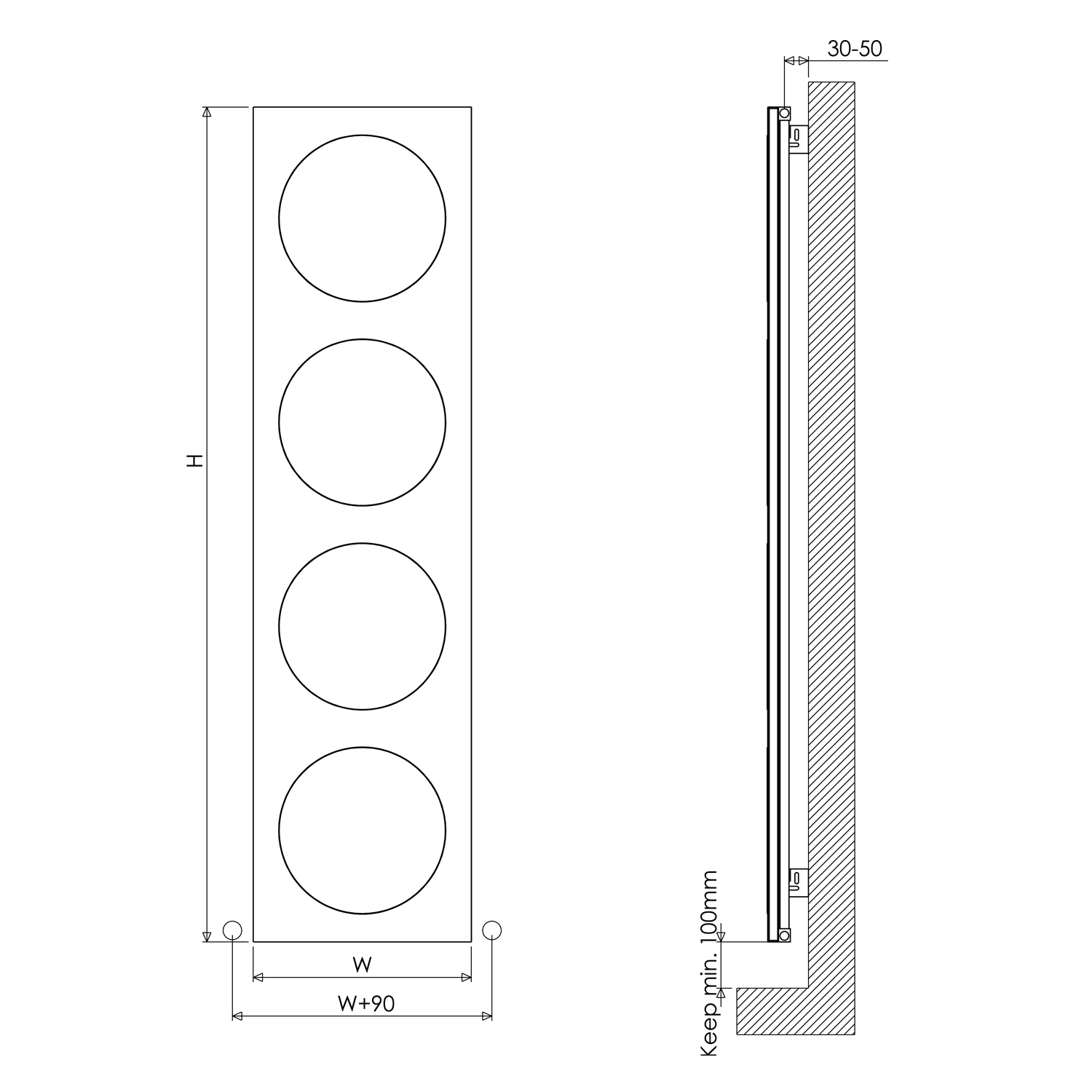 Carisa Circles Aluminium Vertical Mirror Radiator