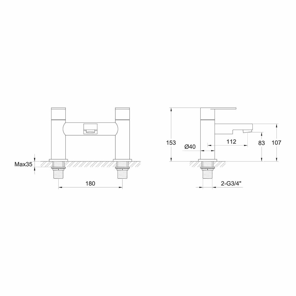 Sagittarius Metro Deck Mounted Bath Filler