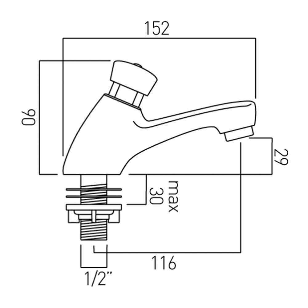 Vado Commercial Non-Concussive Self-Closing Mono Basin Push Tap