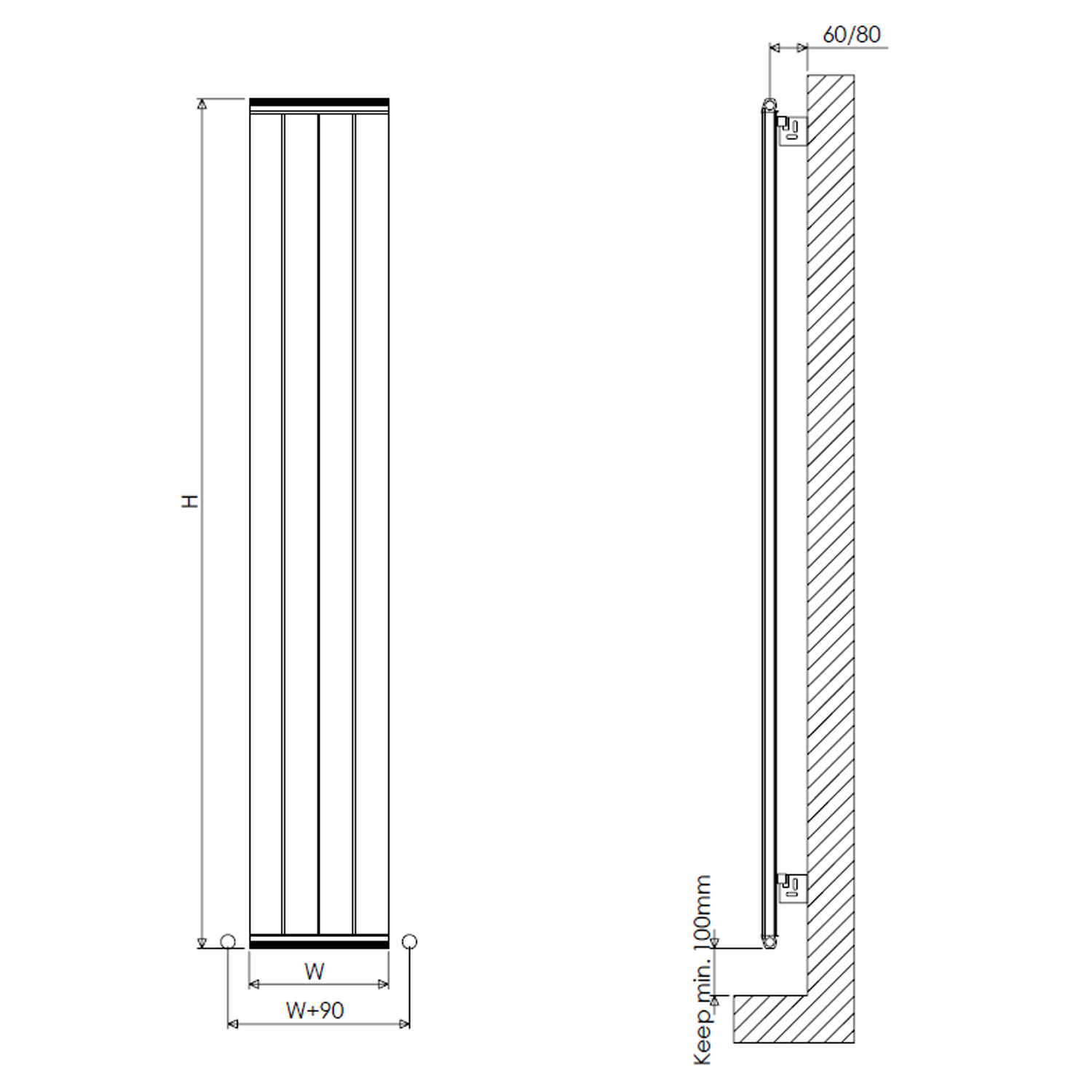 Carisa Elite Flat Panel Textured Vertical Aluminium Radiator