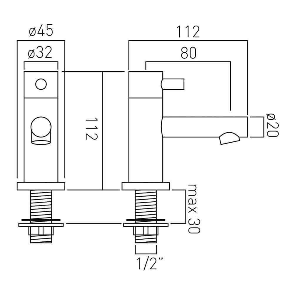 Vado Zoo Basin Pillar Taps