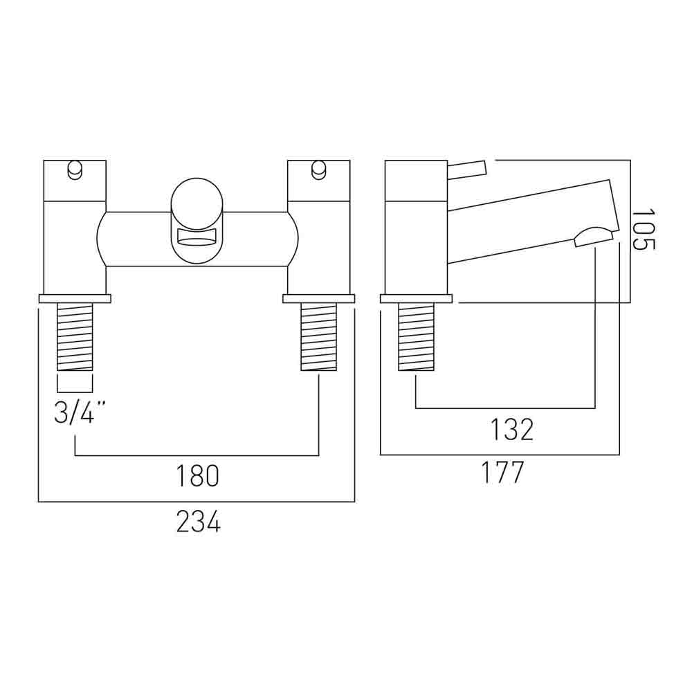 Vado Zoo Deck Mounted 2 Hole Bath Filler