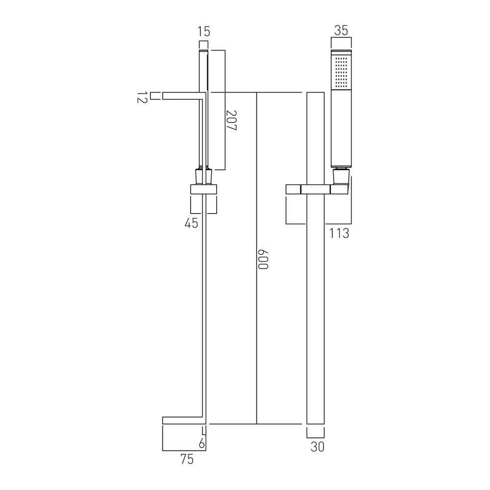 Vado Instinct Single Function Slide Rail Shower Kit