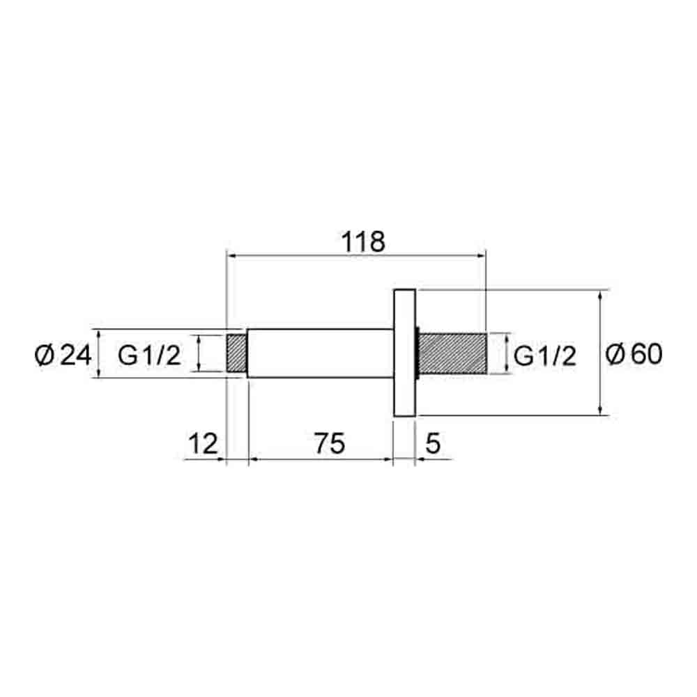 Imex 75mm Ceiling Mounted Fixed Shower Arm