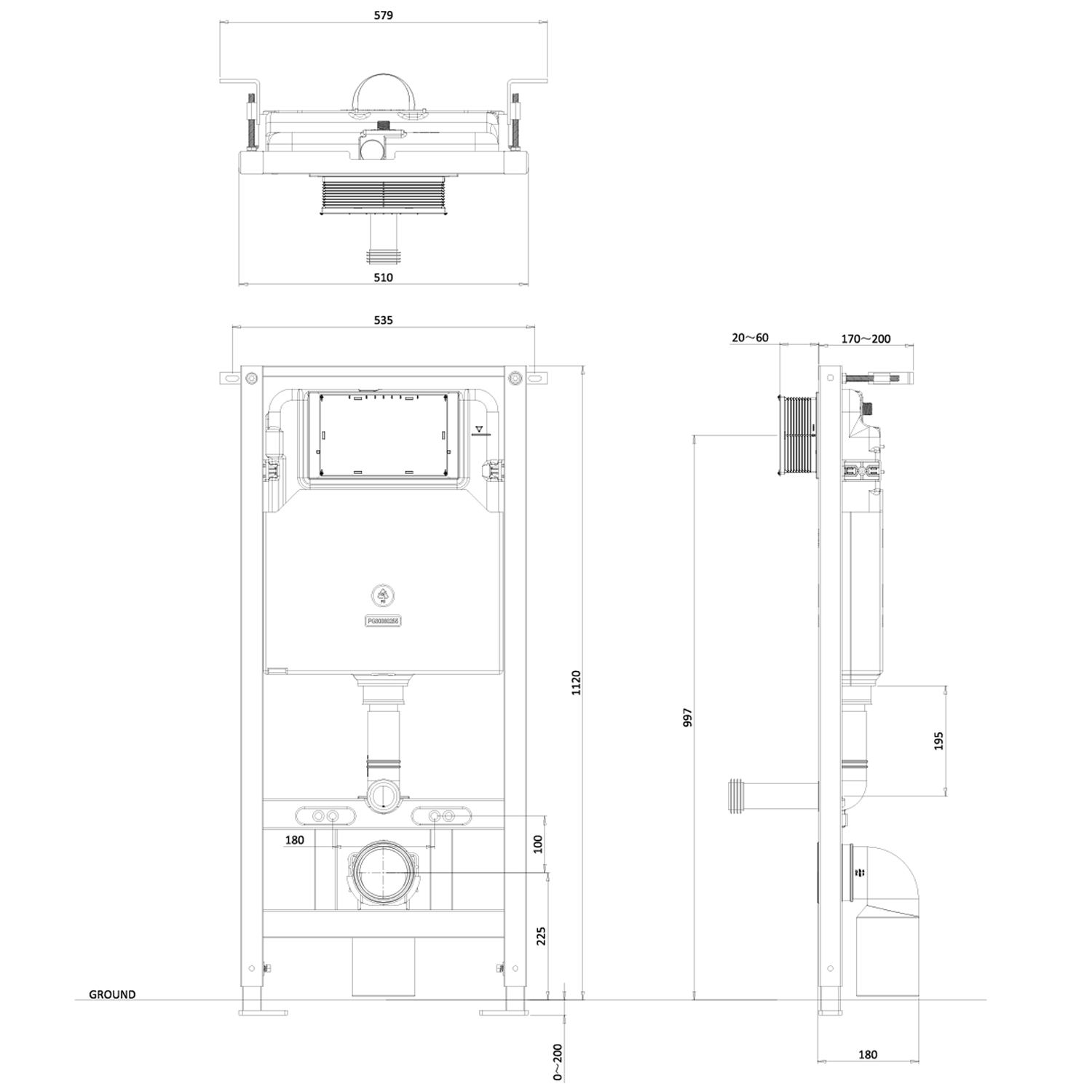 WRAS Approved Crosswater 1120mm Wall Hung Cistern Frame