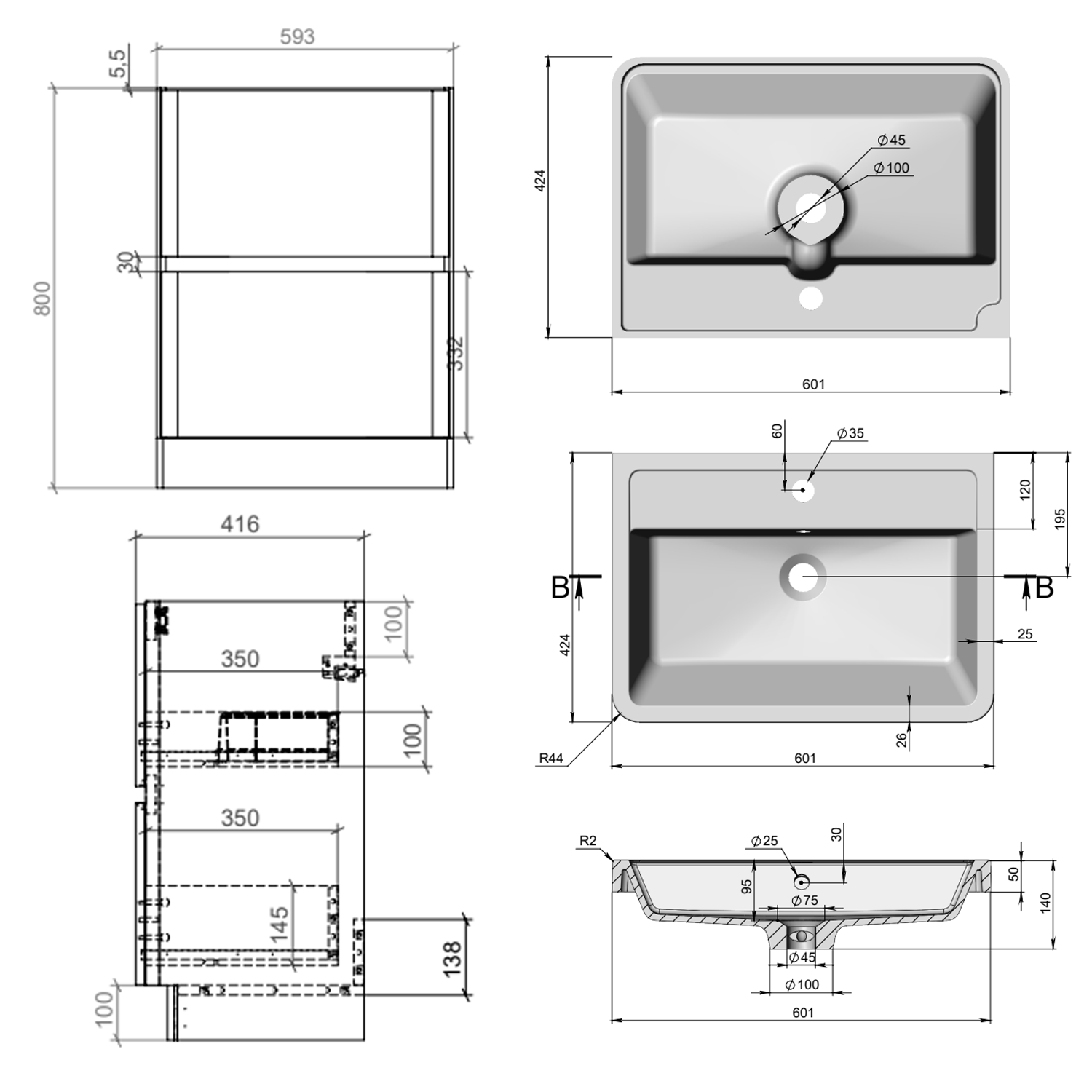 Drench Origin 600mm Floorstanding Vanity Unit & Basin