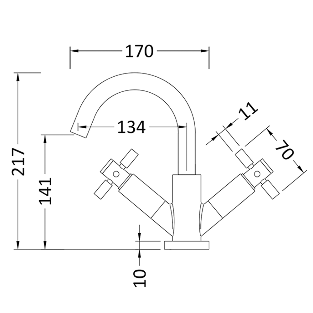 Hudson Reed Tec Crosshead Mono Basin Mixer with Clicker Waste