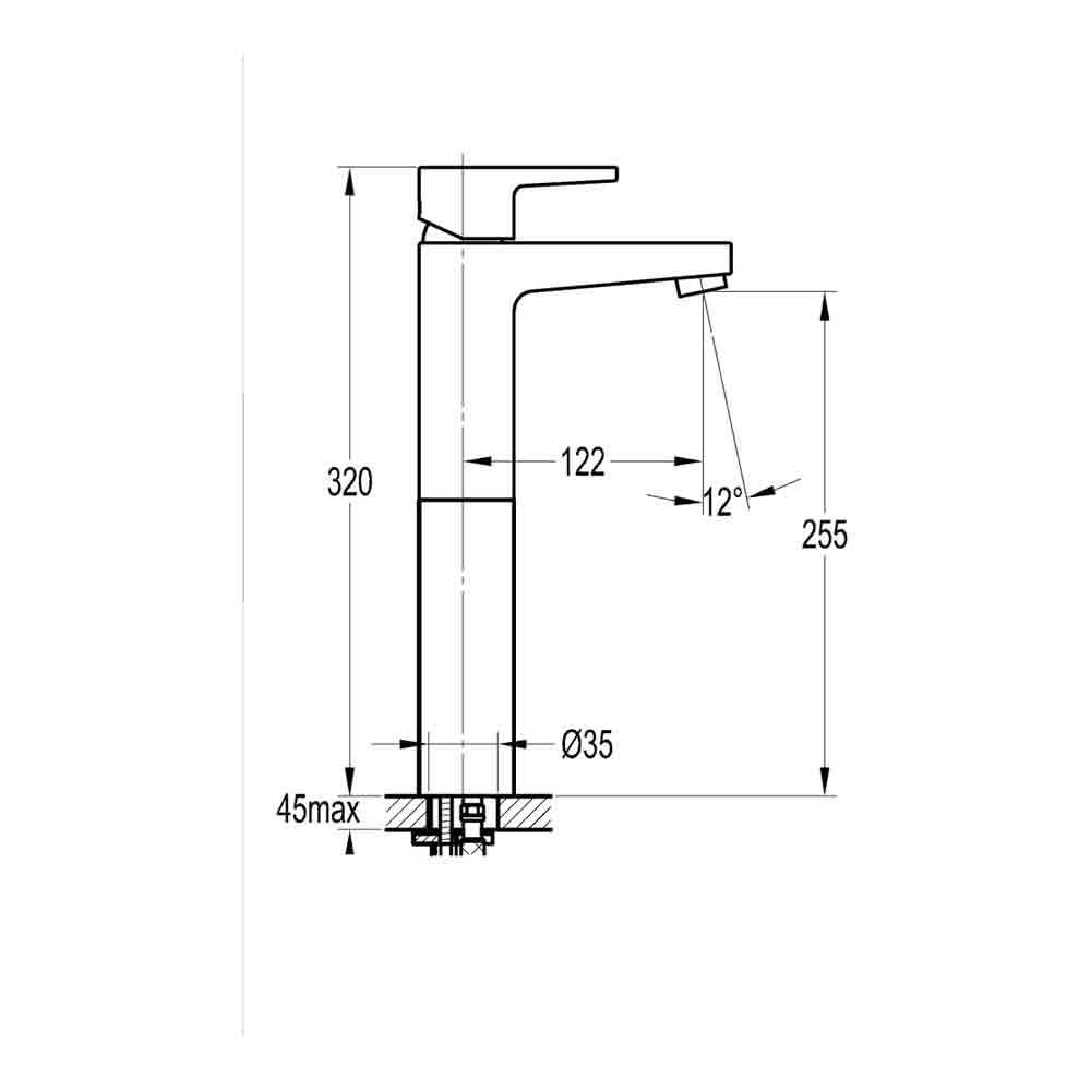 Flova Dekka Tall Mono Basin Mixer with Clicker Waste