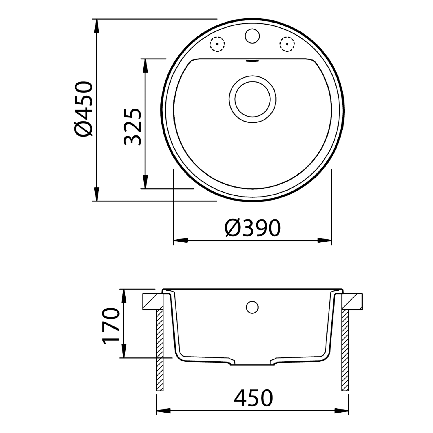 Clearwater Mio 1 Bowl Granite Composite Kitchen Sink - 450 x 450mm