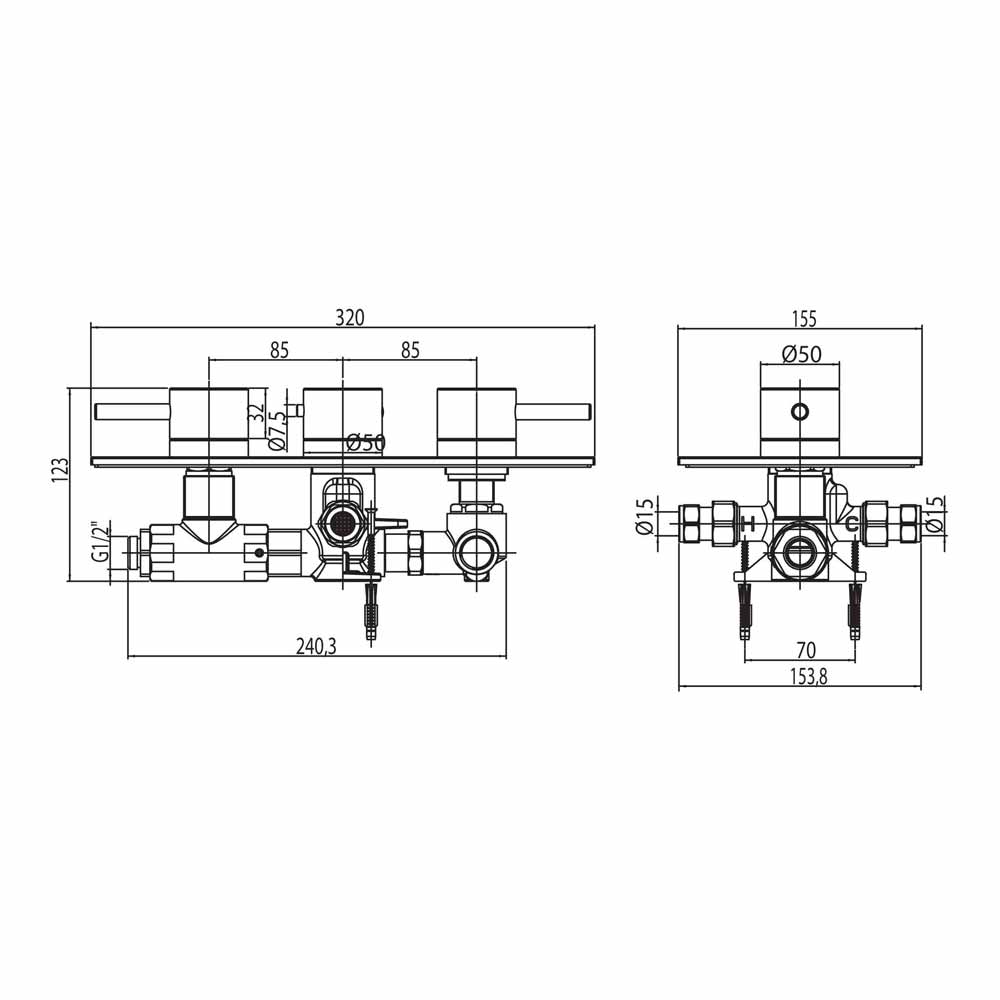 Sagittarius Ergo 3 Outlet Concealed Thermostatic Shower Valve