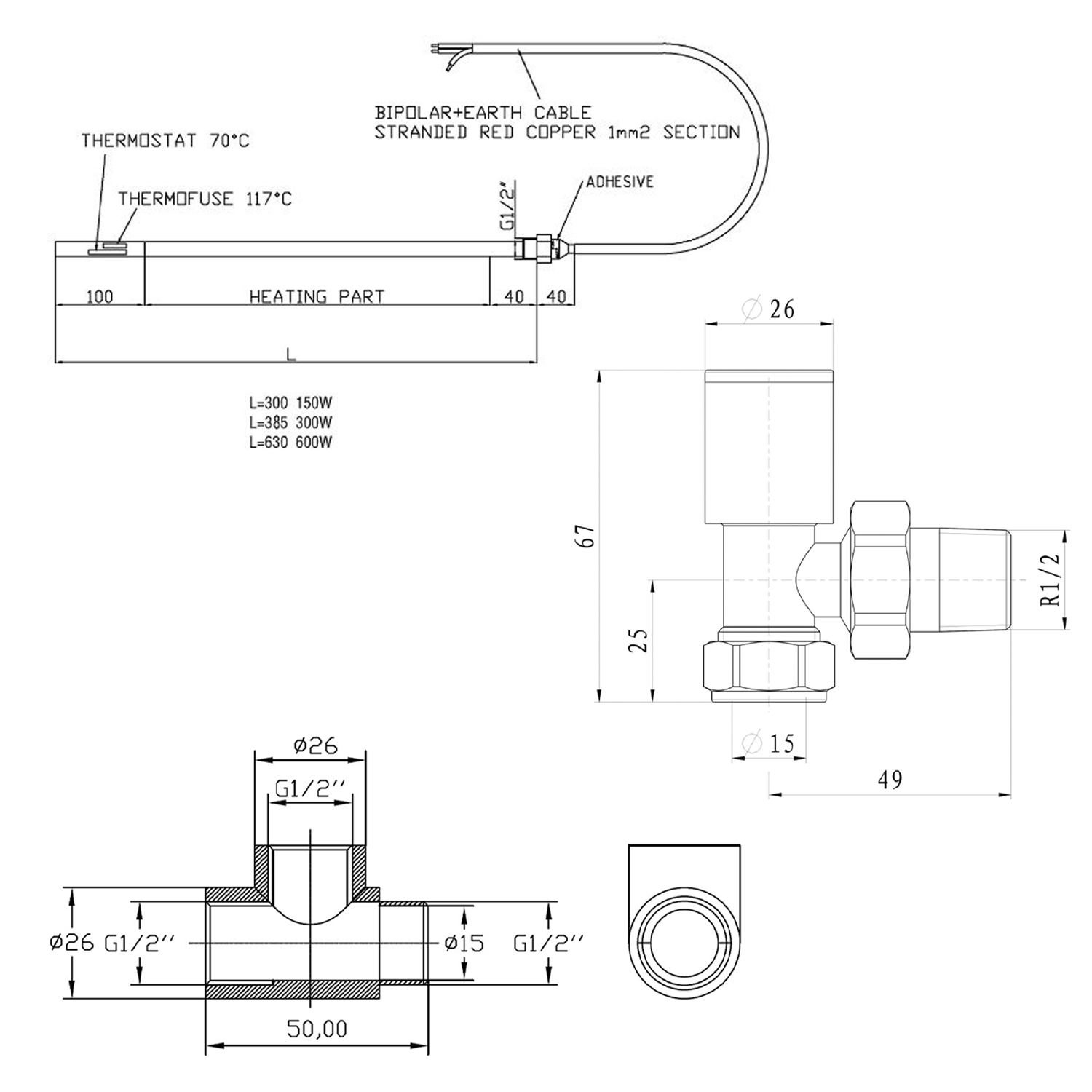 Toasty Anthracite Dual Fuel Kit With Manual Element, Valves And T-Piece