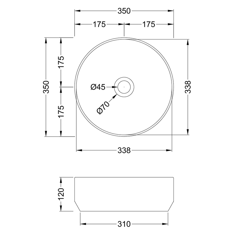 Harbour Round Matt Finish Countertop Basin - 350mm | Tap Warehouse