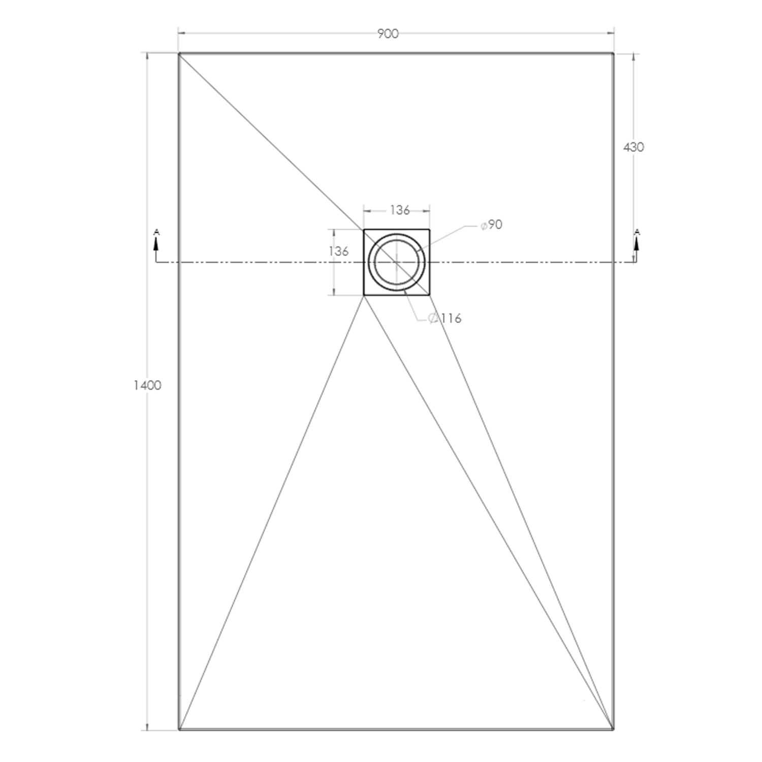 Drench Naturals White Thin Slate-Effect Rectangular Shower Tray - 11 Sizes