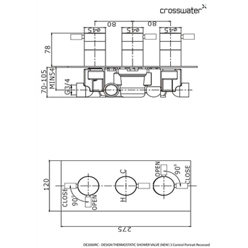 Crosswater Design 2 Outlet Concealed Thermostatic Shower Valve