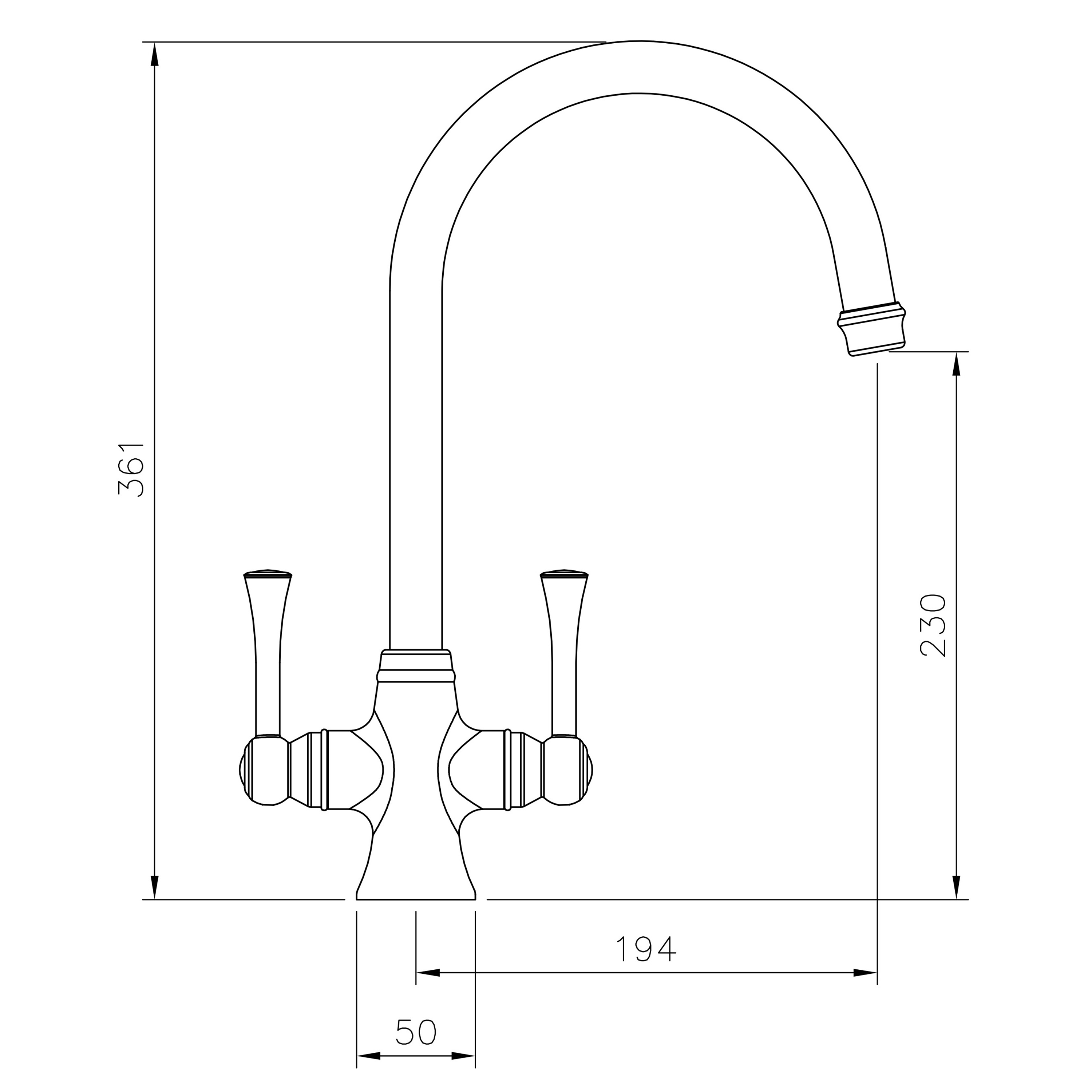 Rangemaster Estuary Traditional Dual Lever Kitchen Mixer Tap