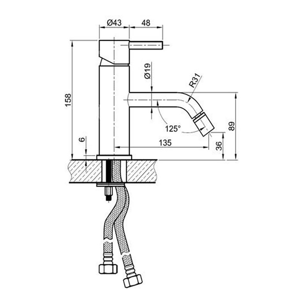 Inox Brushed Stainless Steel Single Lever Basin Mixer