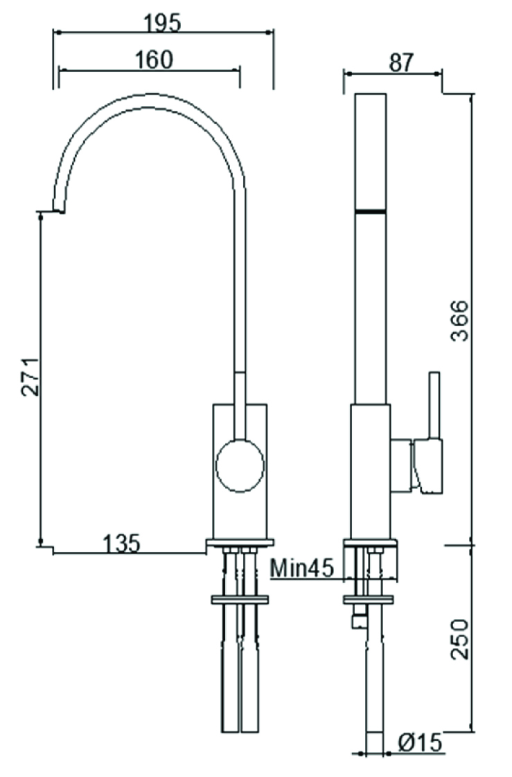 Tre Mercati Signet Single Lever Monobloc Kitchen Mixer