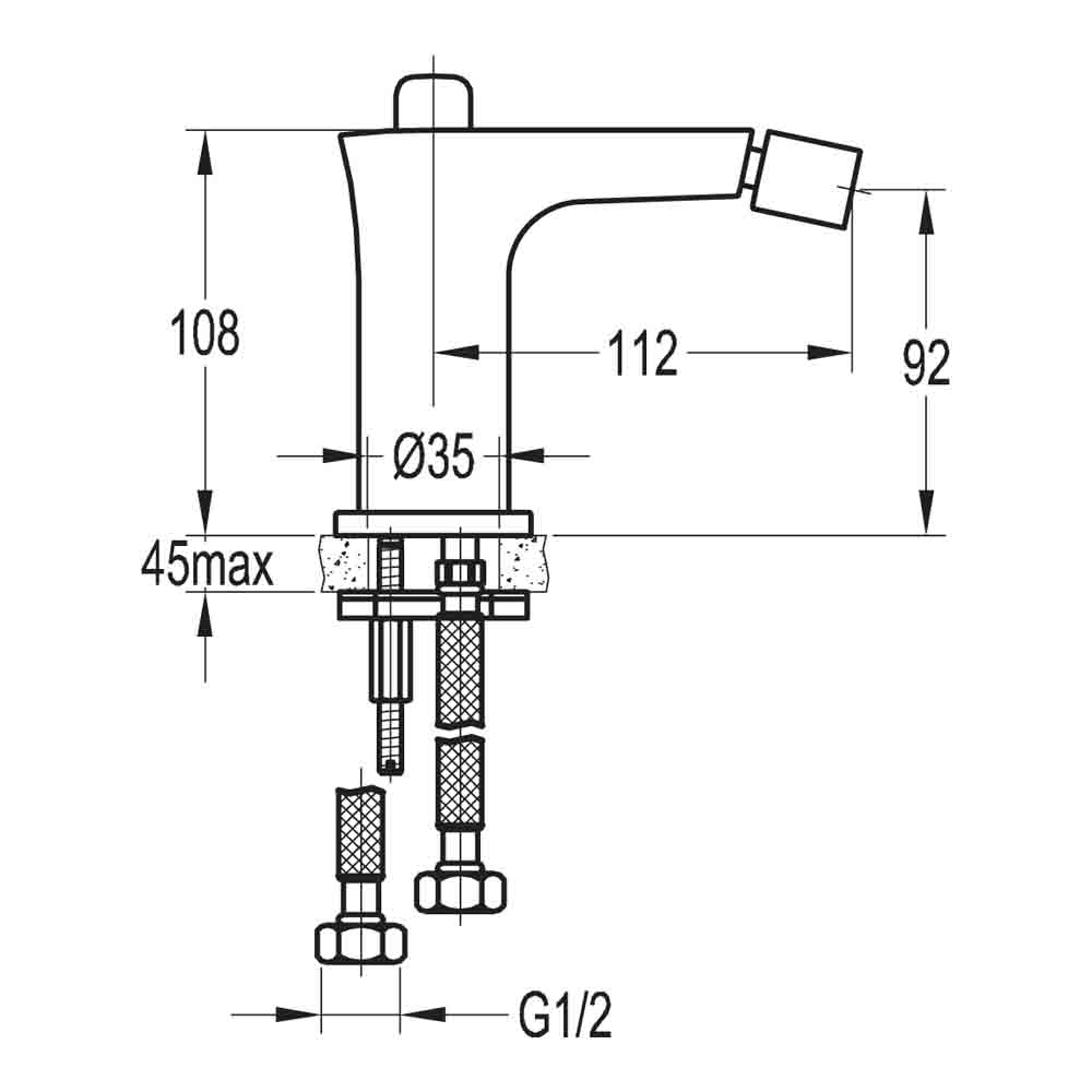 Flova Urban Mono Bidet Mixer with Clicker Waste