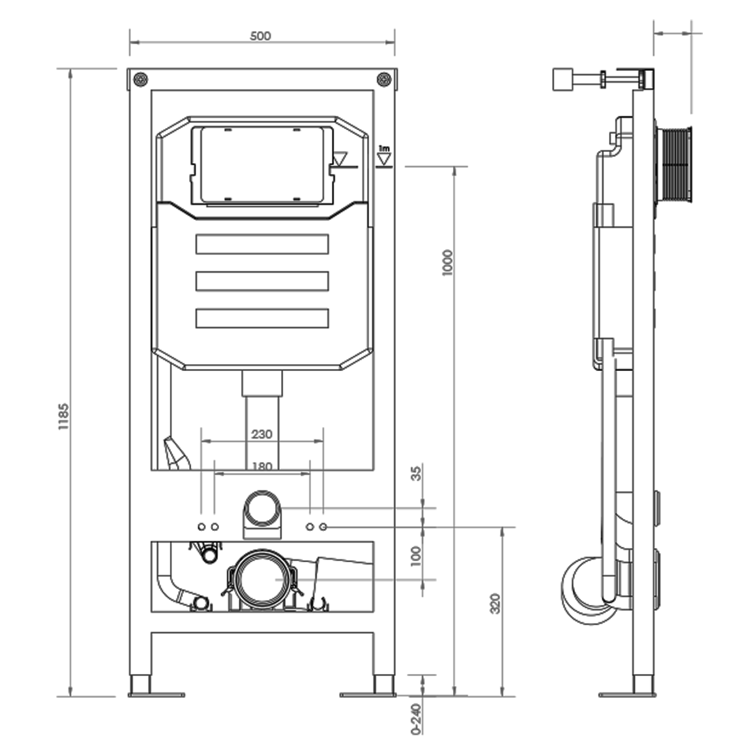 Abacus Easi-Plan 1180mm Shower Toilet Frame with Dual Flush Cistern