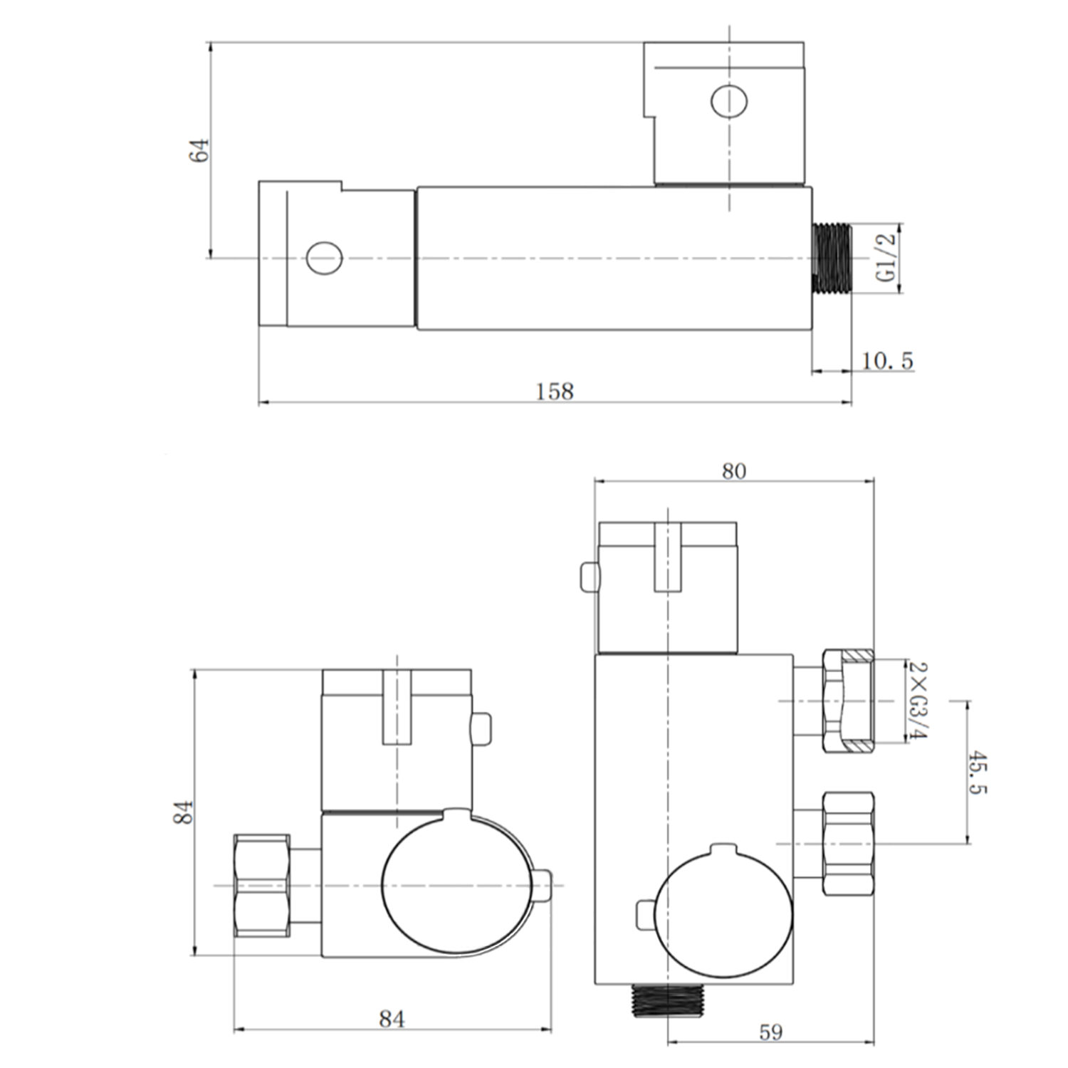 Vellamo Vertical Thermostatic Bar Valve