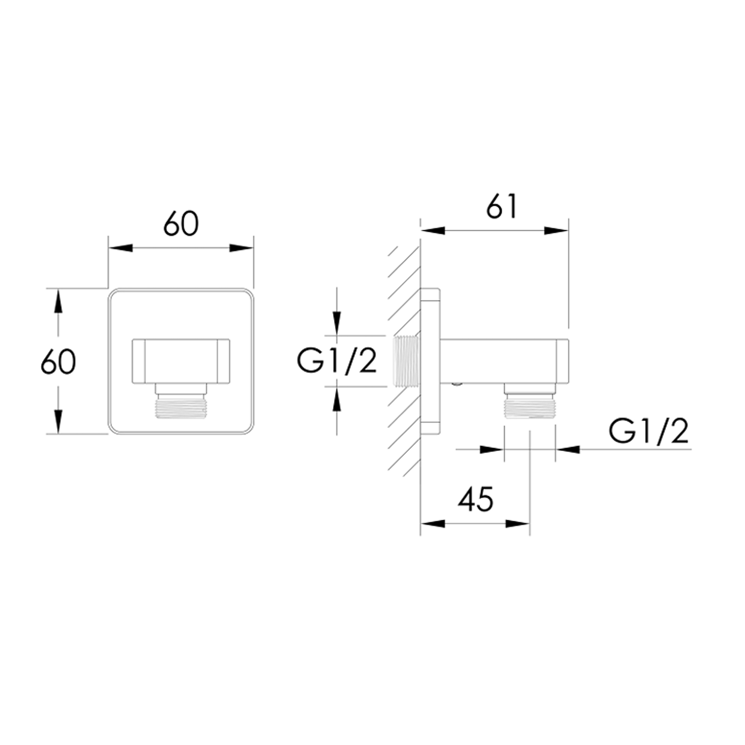 HIX Wall Mounted Shower Outlet Elbow