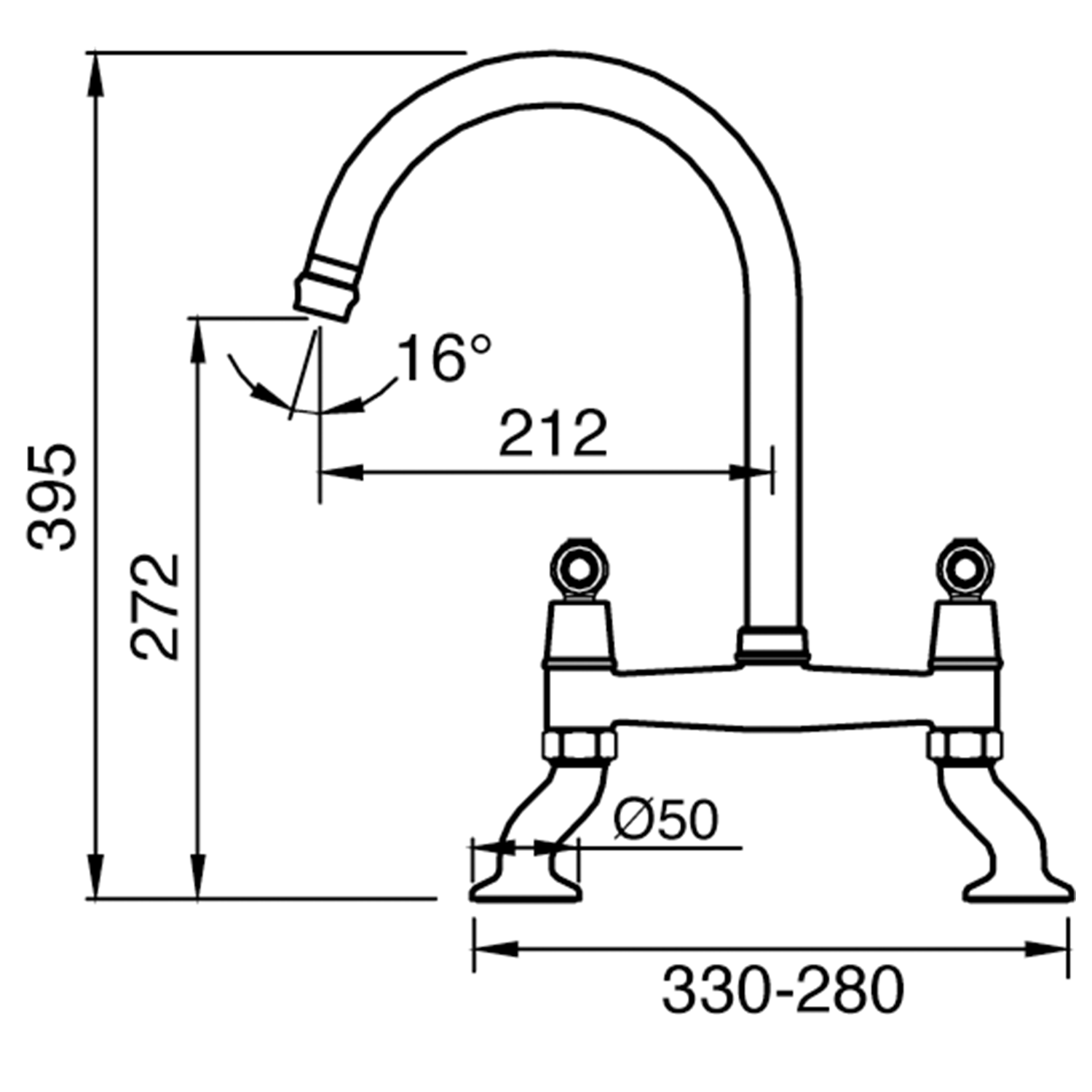 Clearwater Broadway Traditional Twist & Spray Bridge Kitchen Mixer Tap