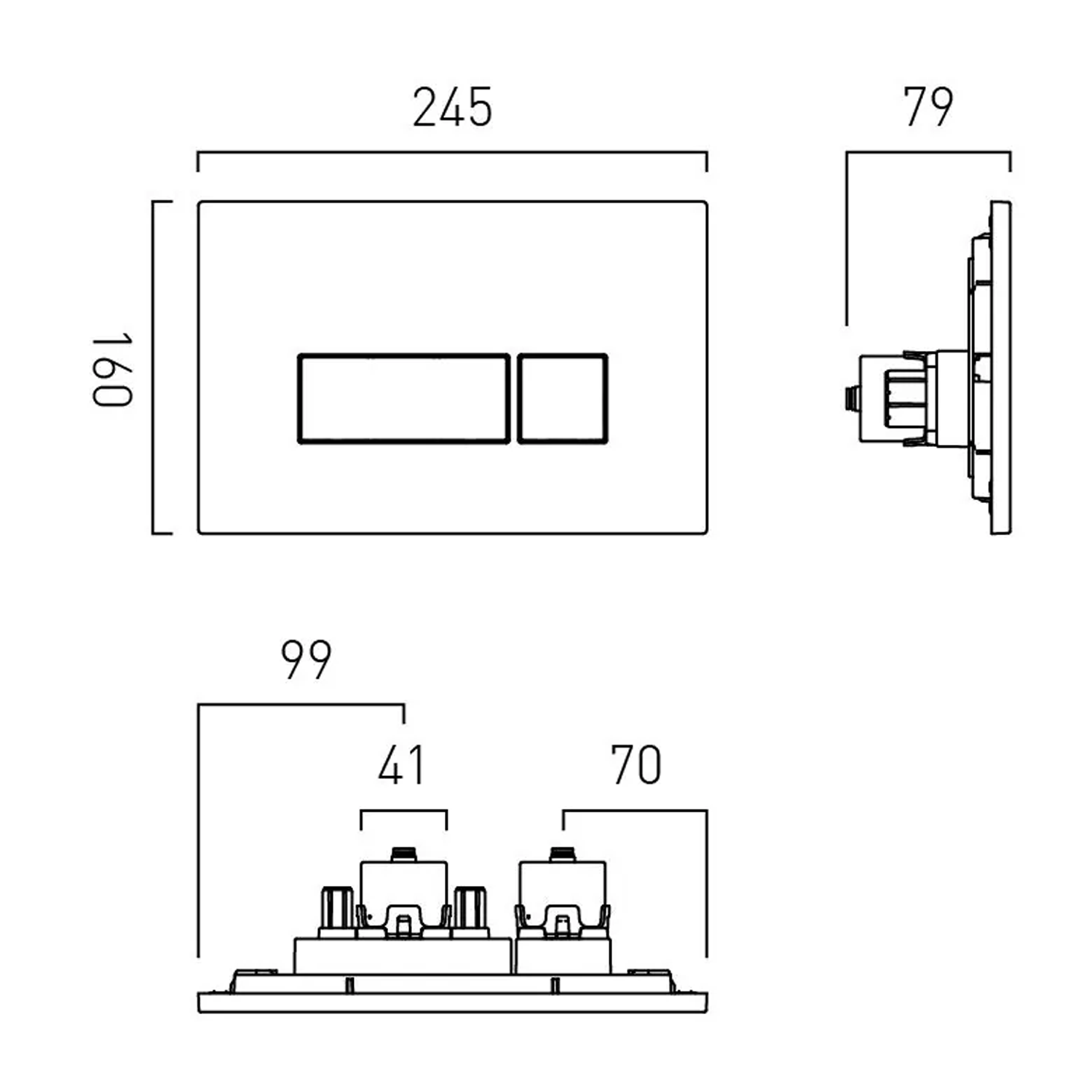 Vado Individual Pneumatic Square Button Flush Plate