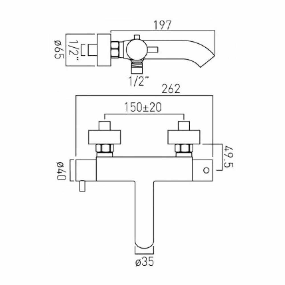 Vado Zoo Wall Mounted Exposed Thermostatic Bath Shower Mixer without Shower Kit