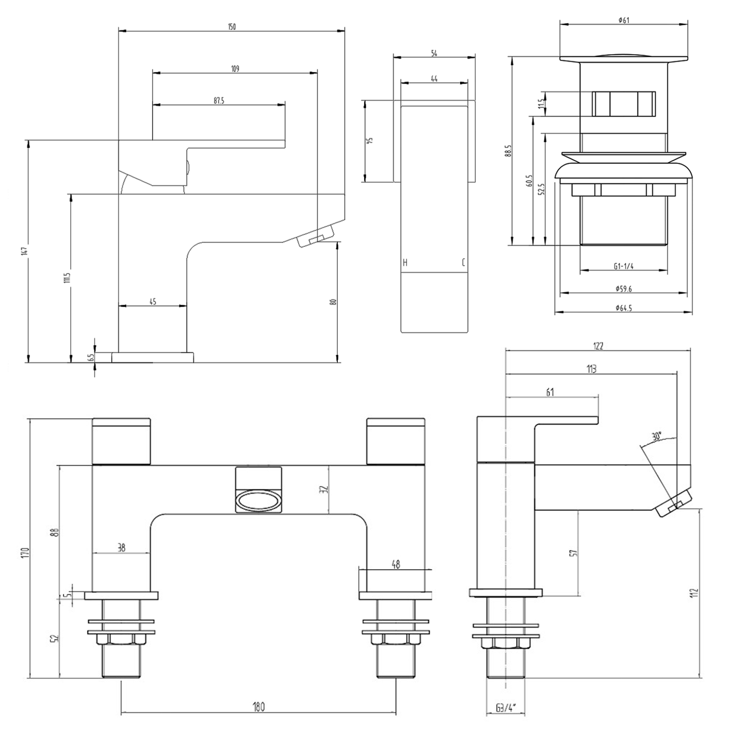 Vellamo Forte Basin Mixer & Bath Filler Value Pack