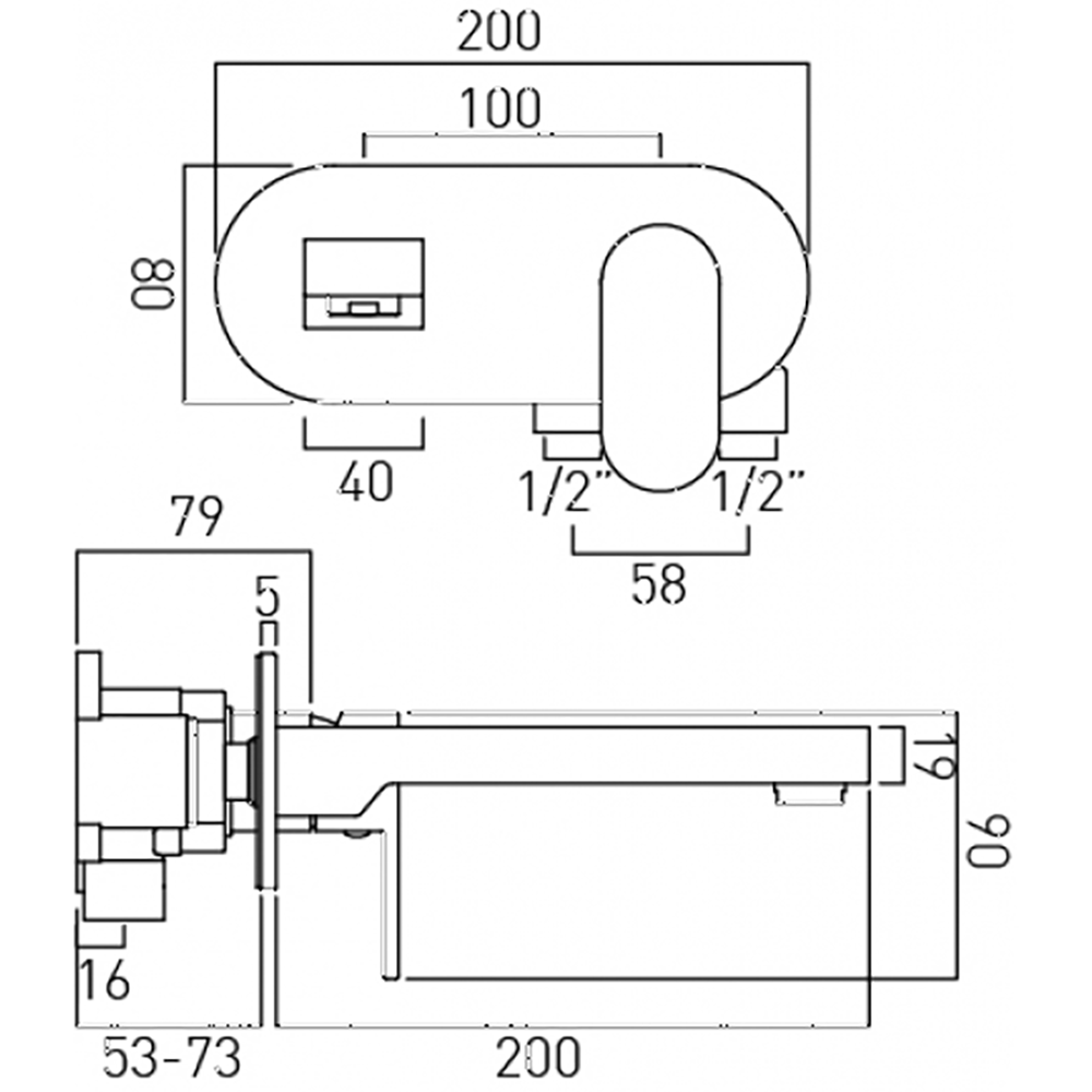 Vado Life Basin Mixer Single Lever With 200mm Spout With Oval Back Plate
