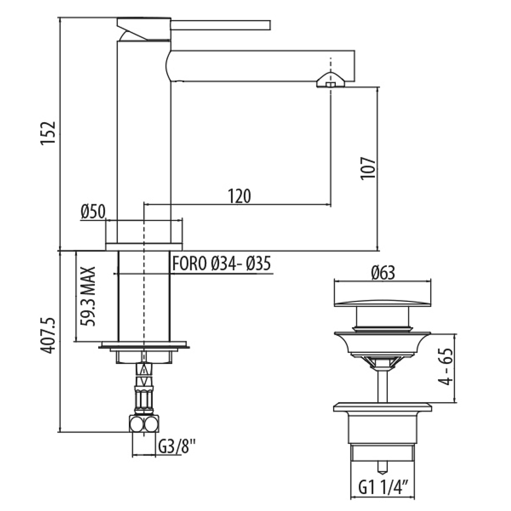 Miller Matt Black Mono Basin Mixer with Click-Clack Waste