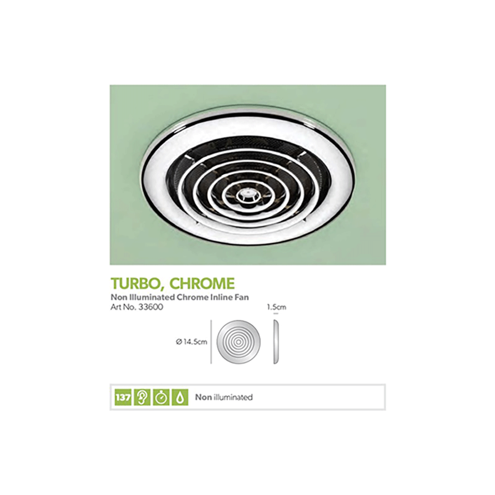 hib. Turbo Non-Illuminated Ceiling Fan - Chrome