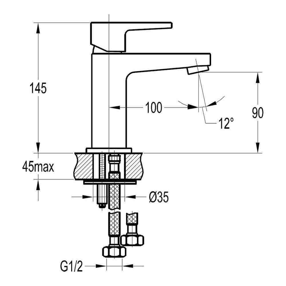 Flova Dekka Cloakroom Mono Basin Mixer with Clicker Waste
