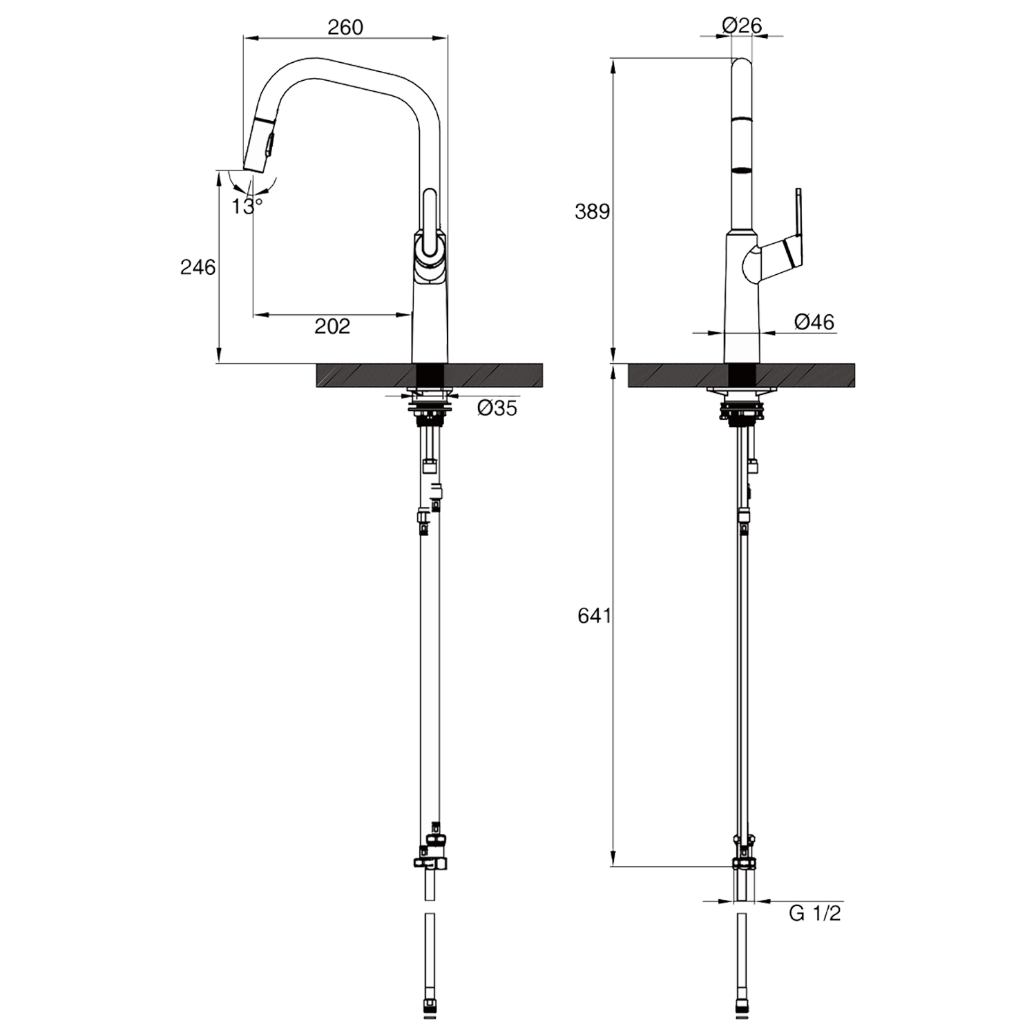 Clearwater Santor Pull Out Kitchen Mixer Tap