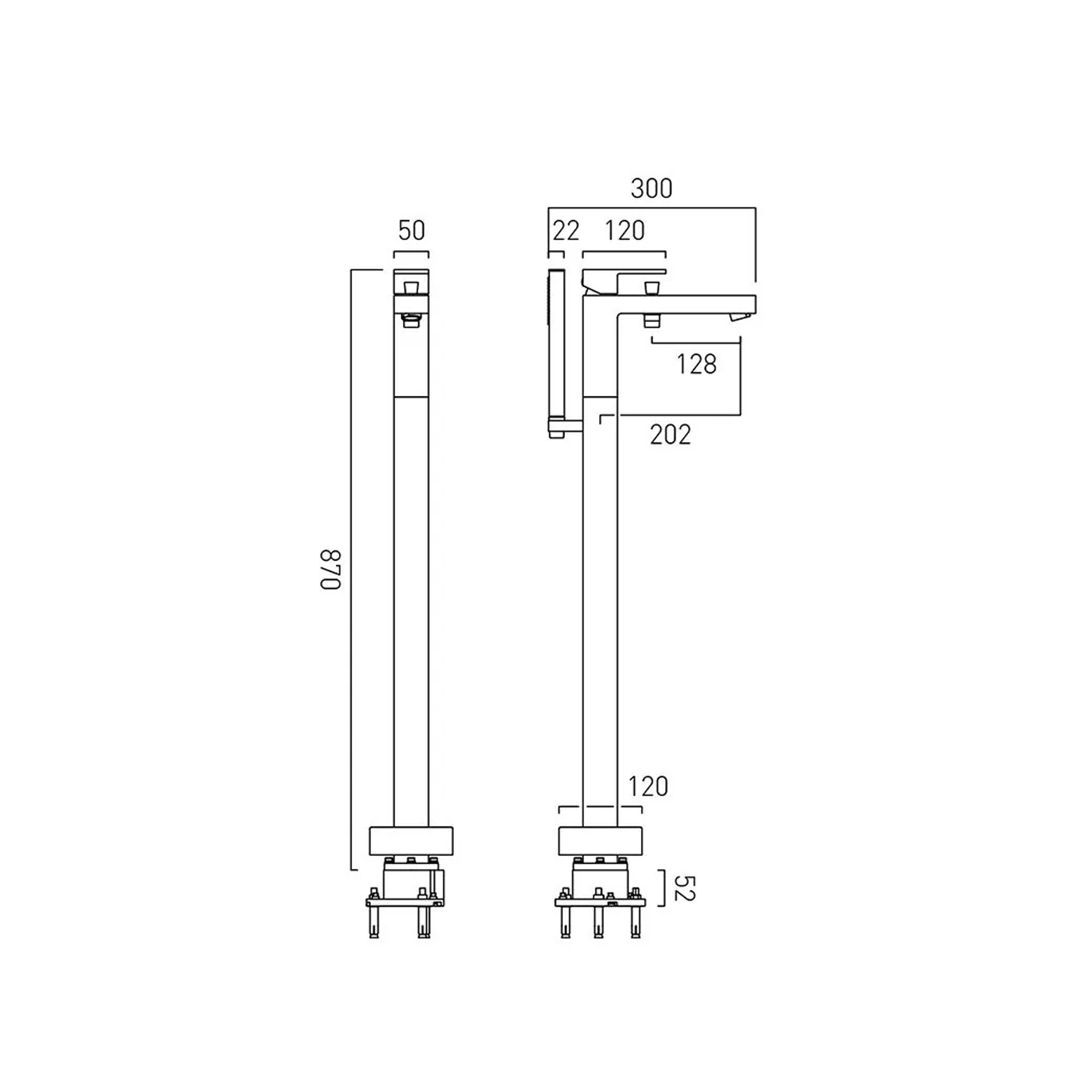 Vado Individual Notion Floor Standing Bath Shower Mixer Tap
