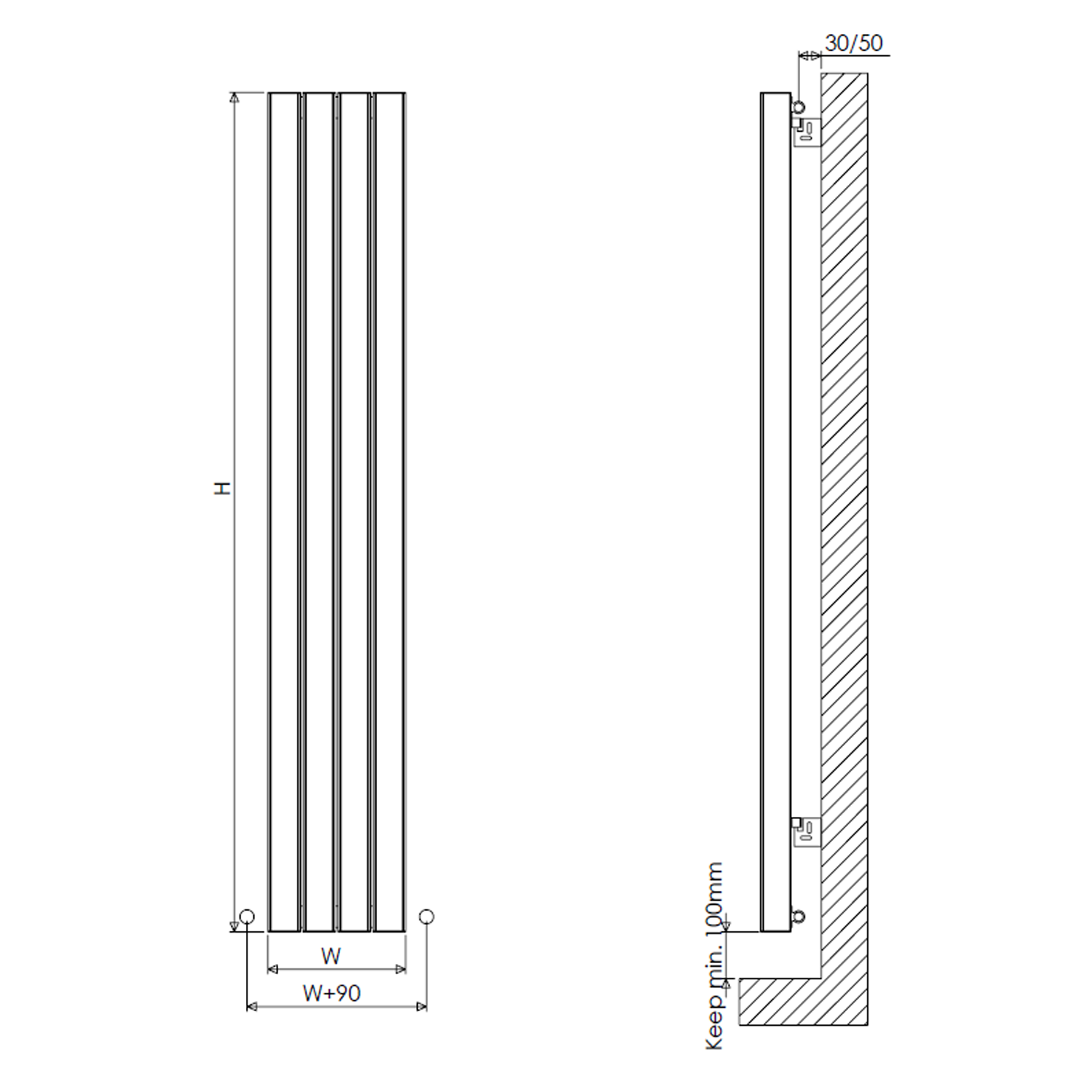 Carisa Vesta Oval Single Panel Vertical Aluminium Radiator