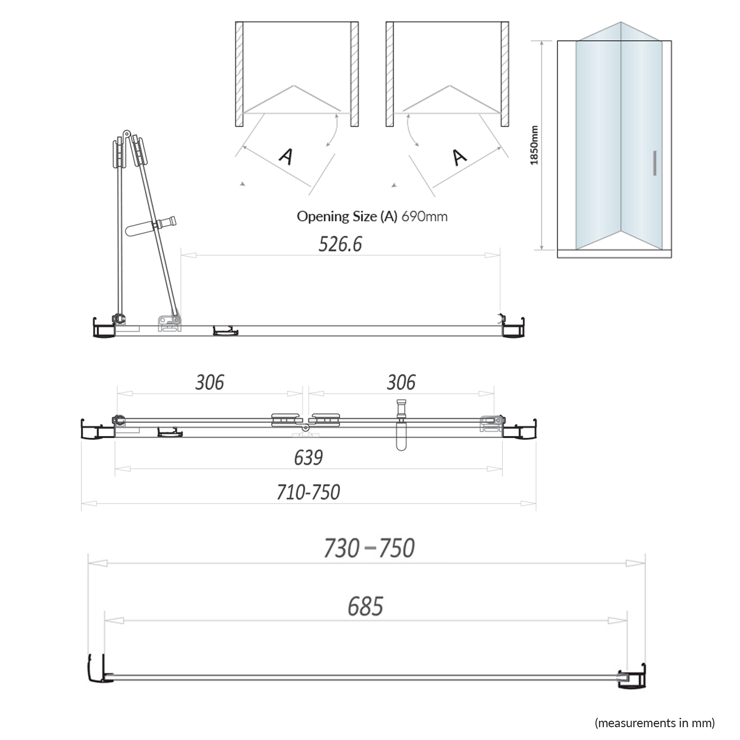 Harbour i6 Easy Clean 6mm Bi-Fold Shower Door & Optional Side Panel