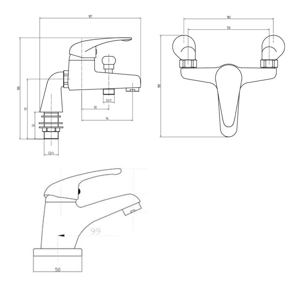 Vellamo Echo Basin Mixer & Bath Shower Mixer Pack