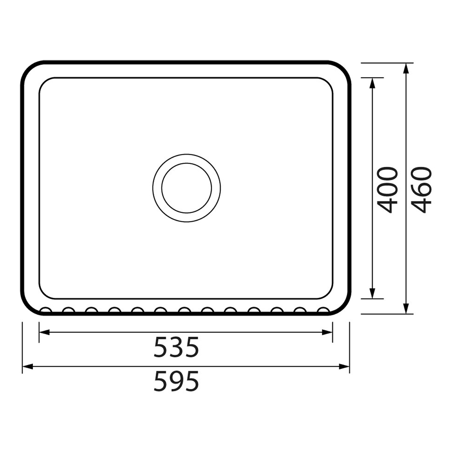 Thomas Denby Chiltern 1 Bowl Fluted White Ceramic Belfast Sink - 595 x 460mm
