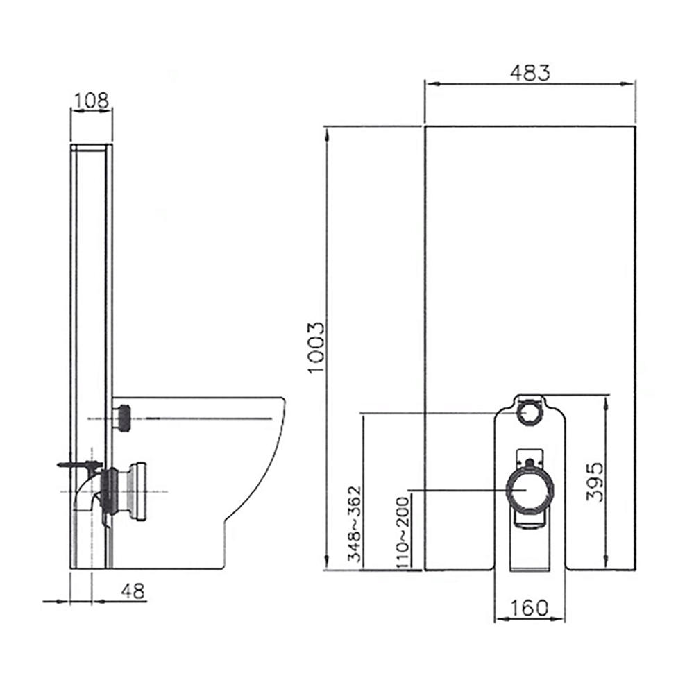 RAK Obelisk Glass Cabinet Cistern Frame for Back to Wall Toilets - Alpine White