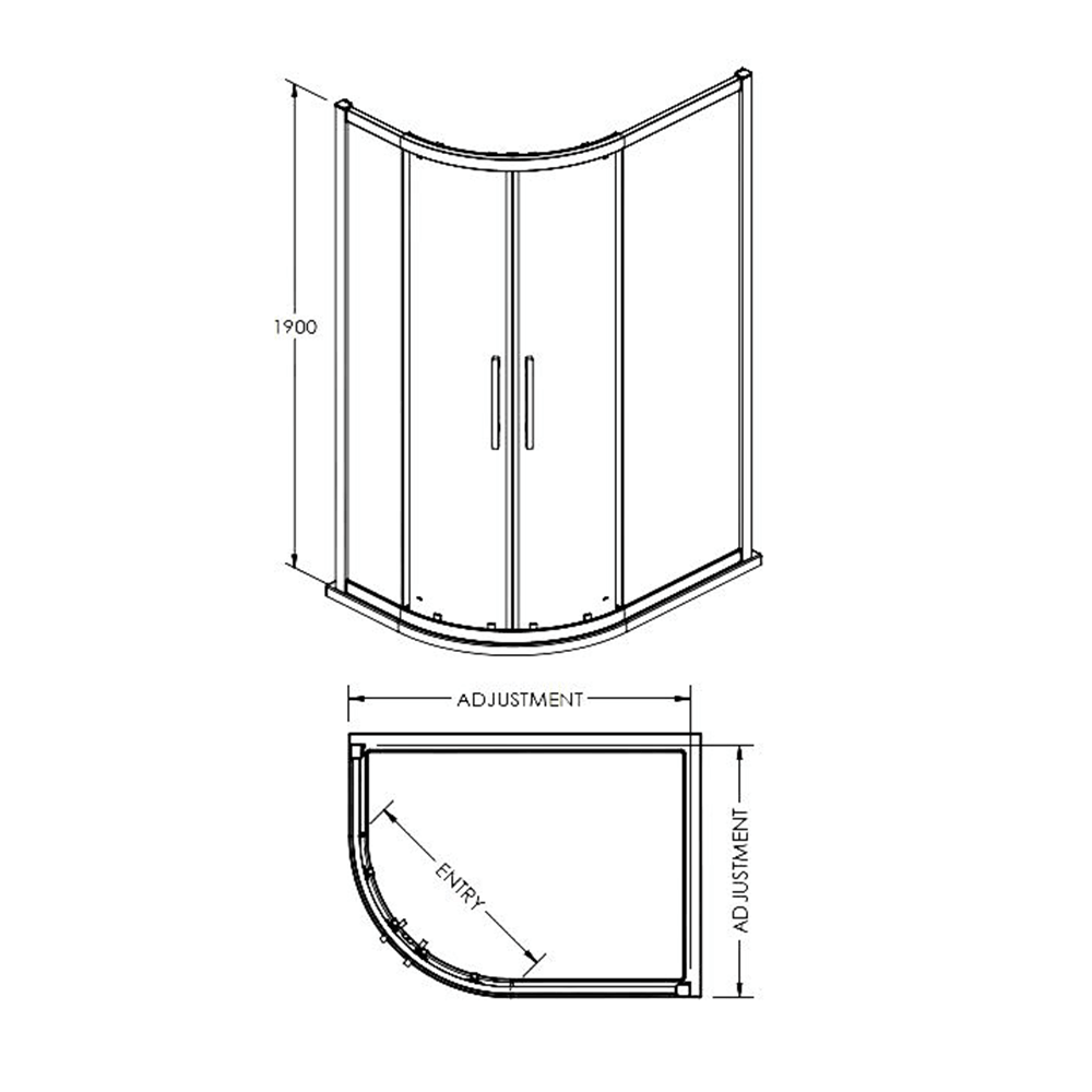 Vellamo 8mm Easy Clean Offset Quadrant Shower Enclosure