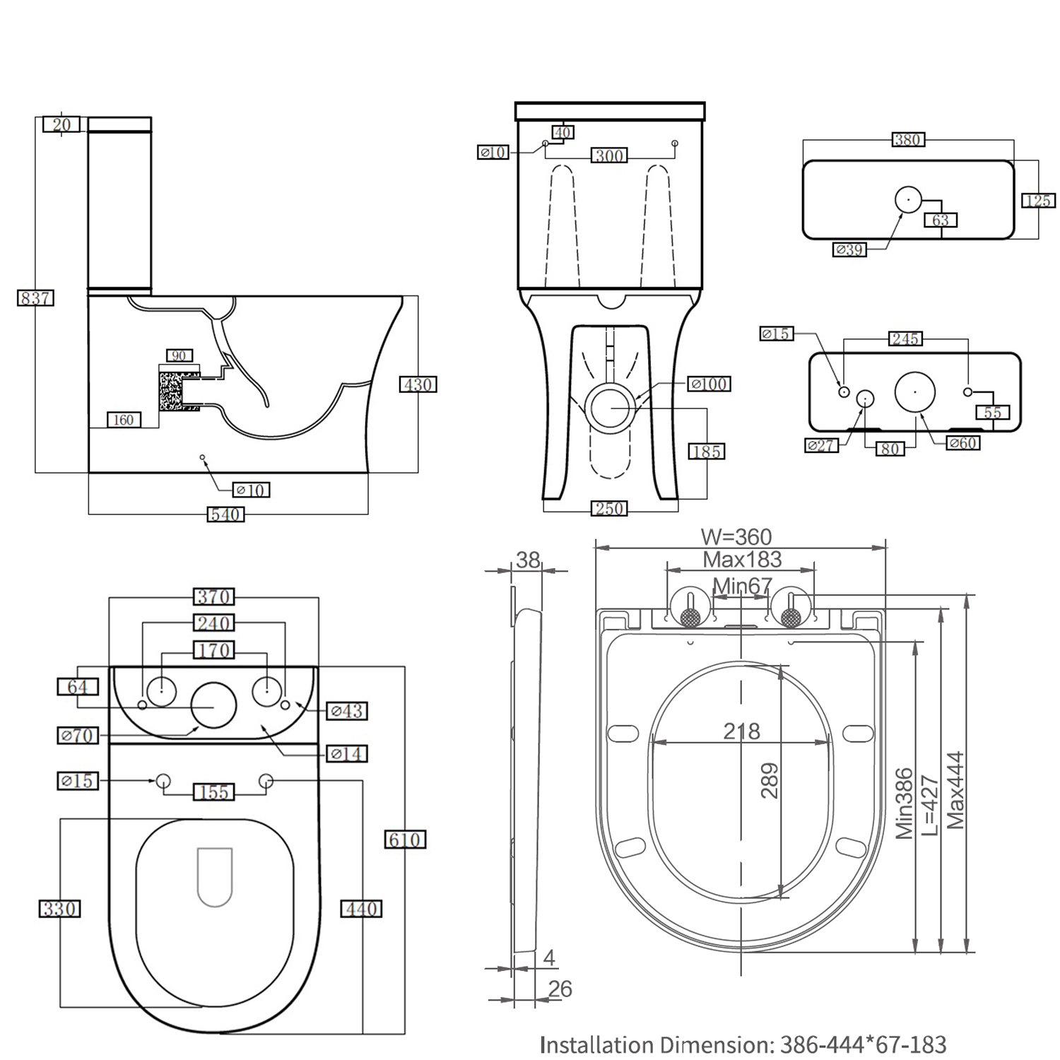 Lydia Rimless Close to Wall Close Coupled Toilet & Soft Close Seat