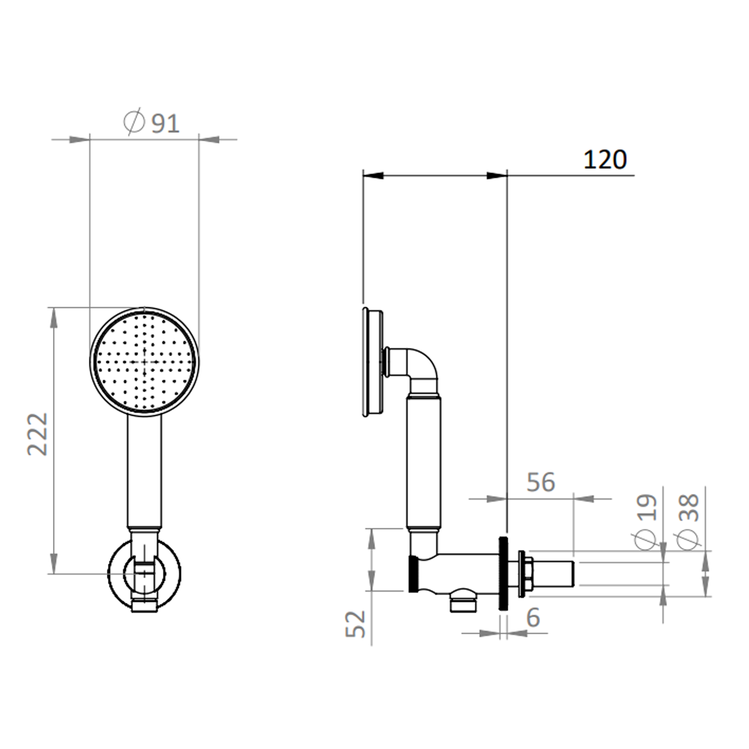 Crosswater MPRO Industrial Wall Outlet, Shower Handset & Hose
