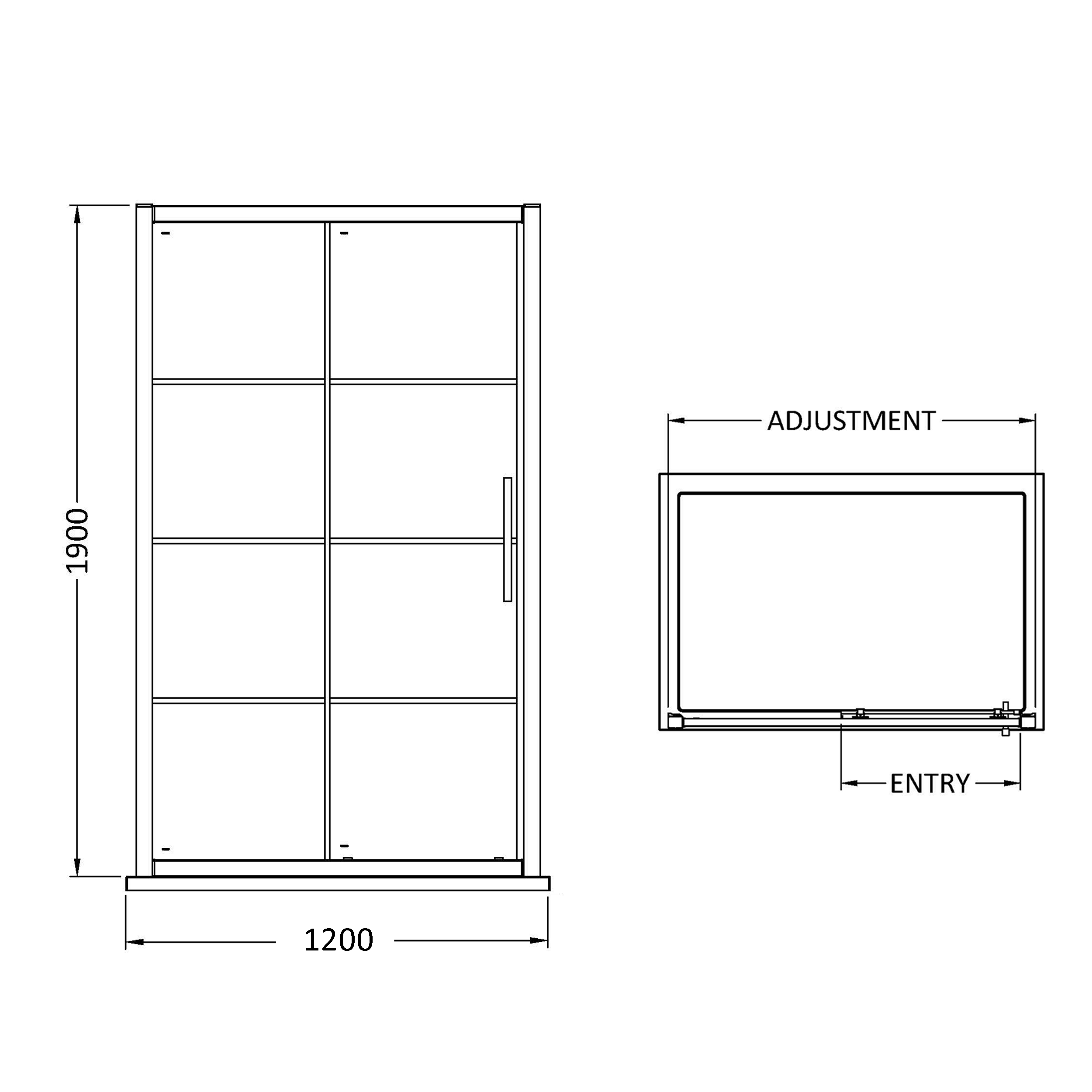 Vellamo City 8mm Framed Matt Black Easy Clean Sliding Shower Door