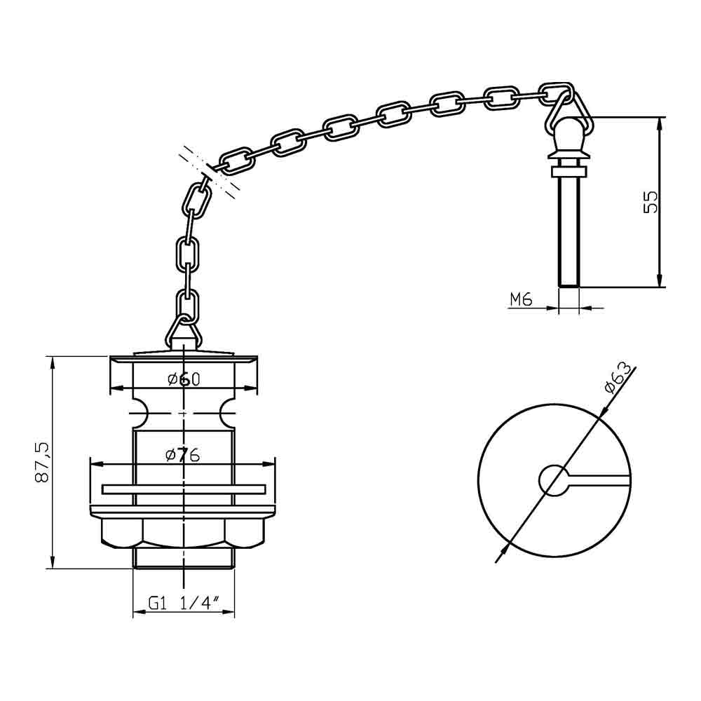 nuie Basin Waste With Brass Plug & Link Chain