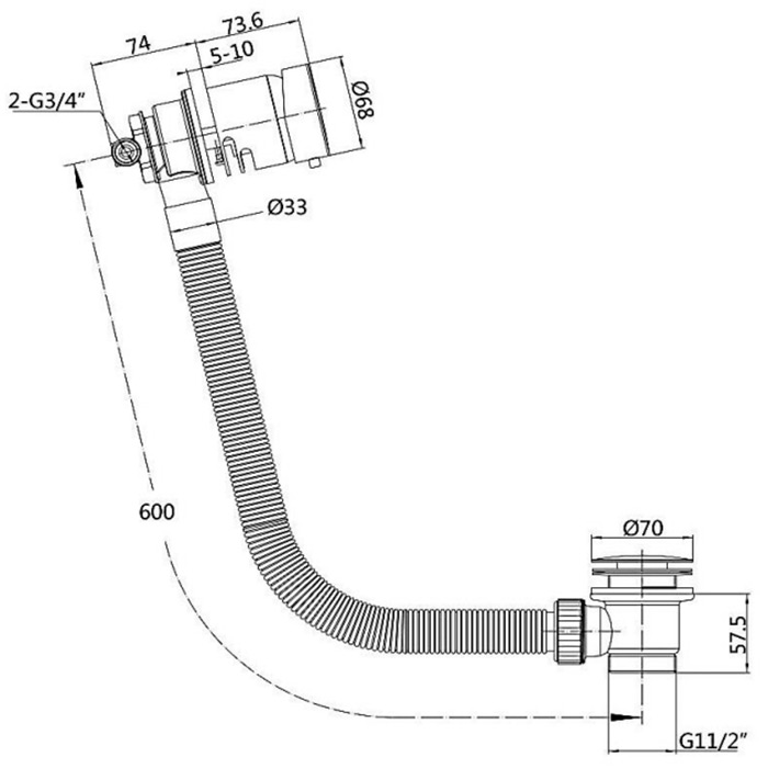 Sagittarius Lever Bath Centrafill With Built In On/Off Valve