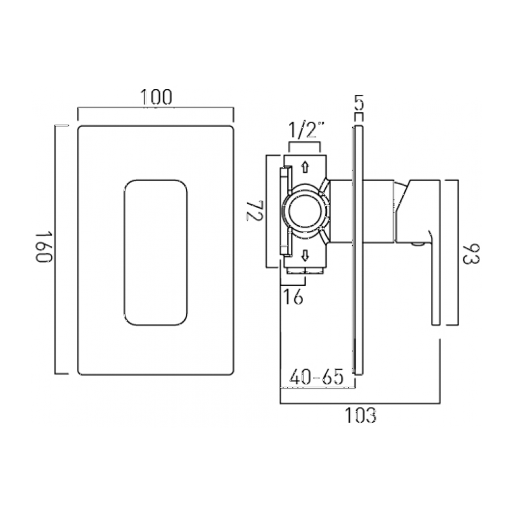 Vado Phase Wall Mounted Single Lever Concealed Shower Valve