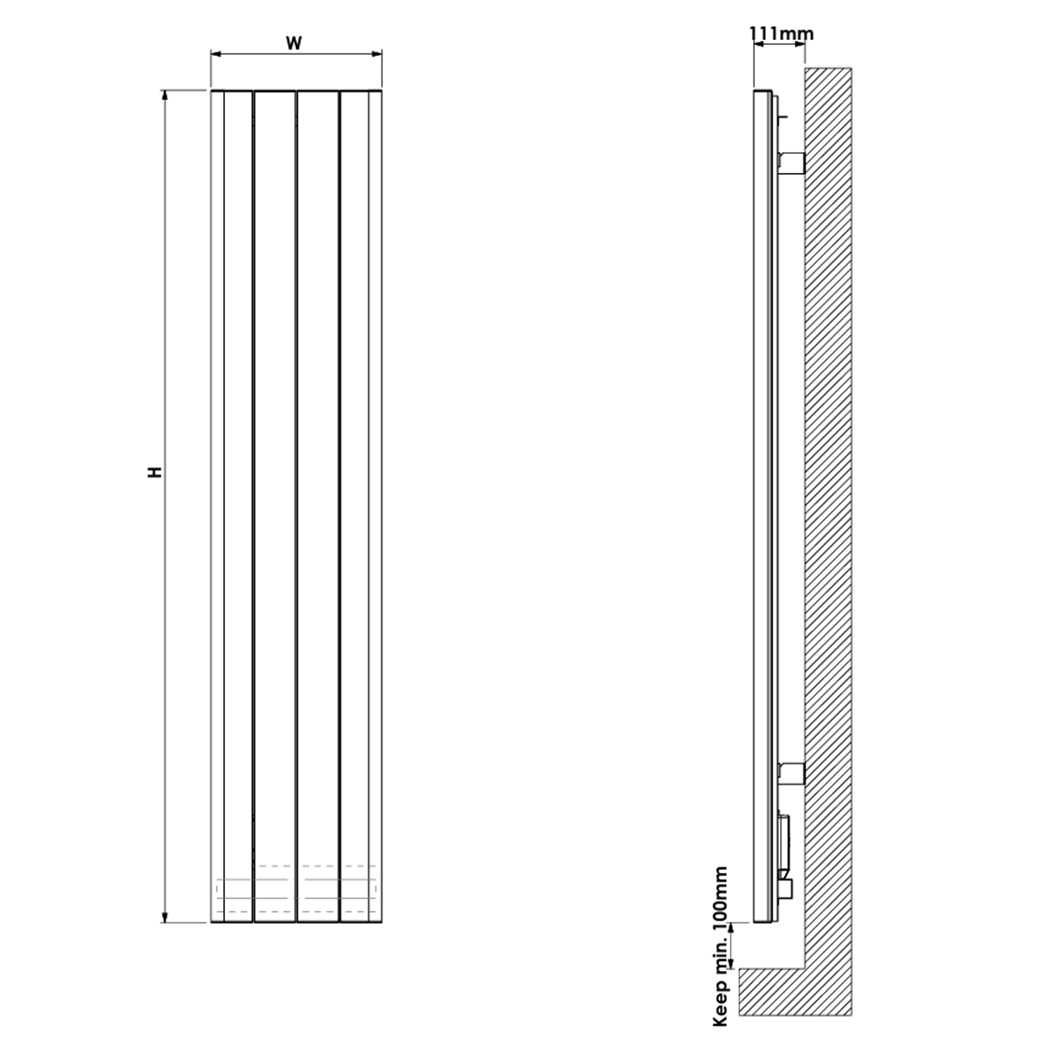Carisa Boreas B Vertical Electric Single Panel Aluminium Radiator with Smart Wifi Thermostat